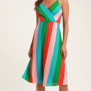 Andi Pink and Light Blue Multi Stripe Maxi dress